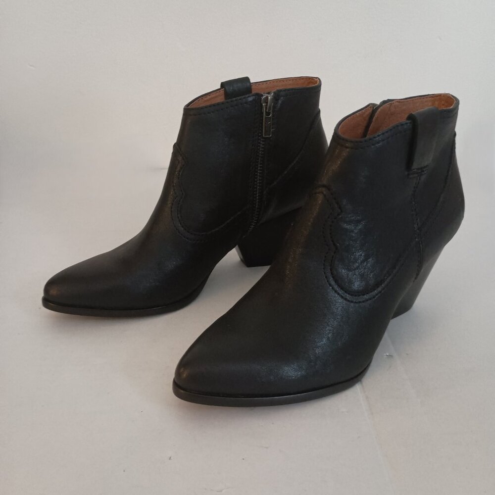 Frye Reina Black Leather Pointed Toe Ankle Booties Women’s 8M - Picture 4 of 13